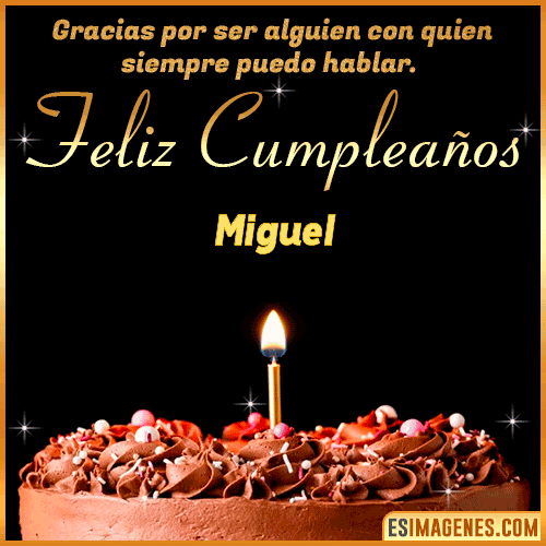 Gif de pastel de Cumpleaños con Nombre  Miguel