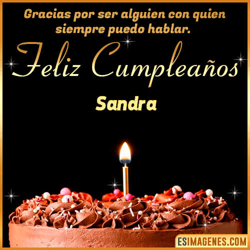 pastel de cumpleaños con Nombre  Sandra