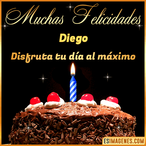 GIF Torta de cumpleaños con Nombre  Diego